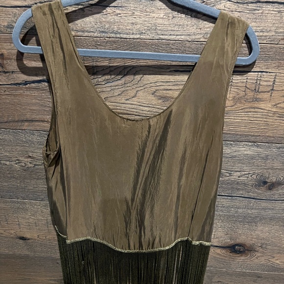 Boho Silk green fringe top - Picture 4 of 7